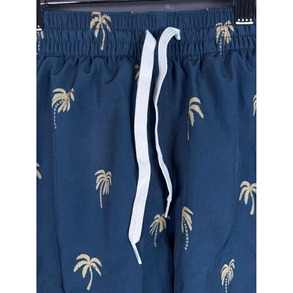 Chubbies Mens Medium Navy Palm Tree Print Swim Trunks Shorts 7 Inch Inseam